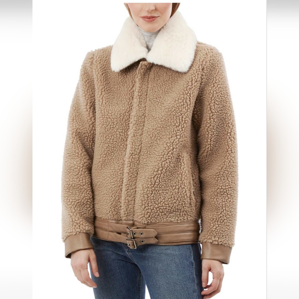 AAPARIS Ron Faux Fur Collar Faux Shearl8ng Sherpa Jacket #445